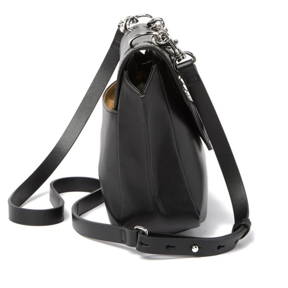 Halston Heritage Bag Black Leather Crossbody Chain Strap Leather Strap Bag NWT - Picture 4 of 10